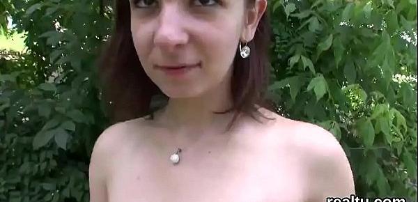  Stellar czech kitten gets tempted in the shopping centre and poked in pov